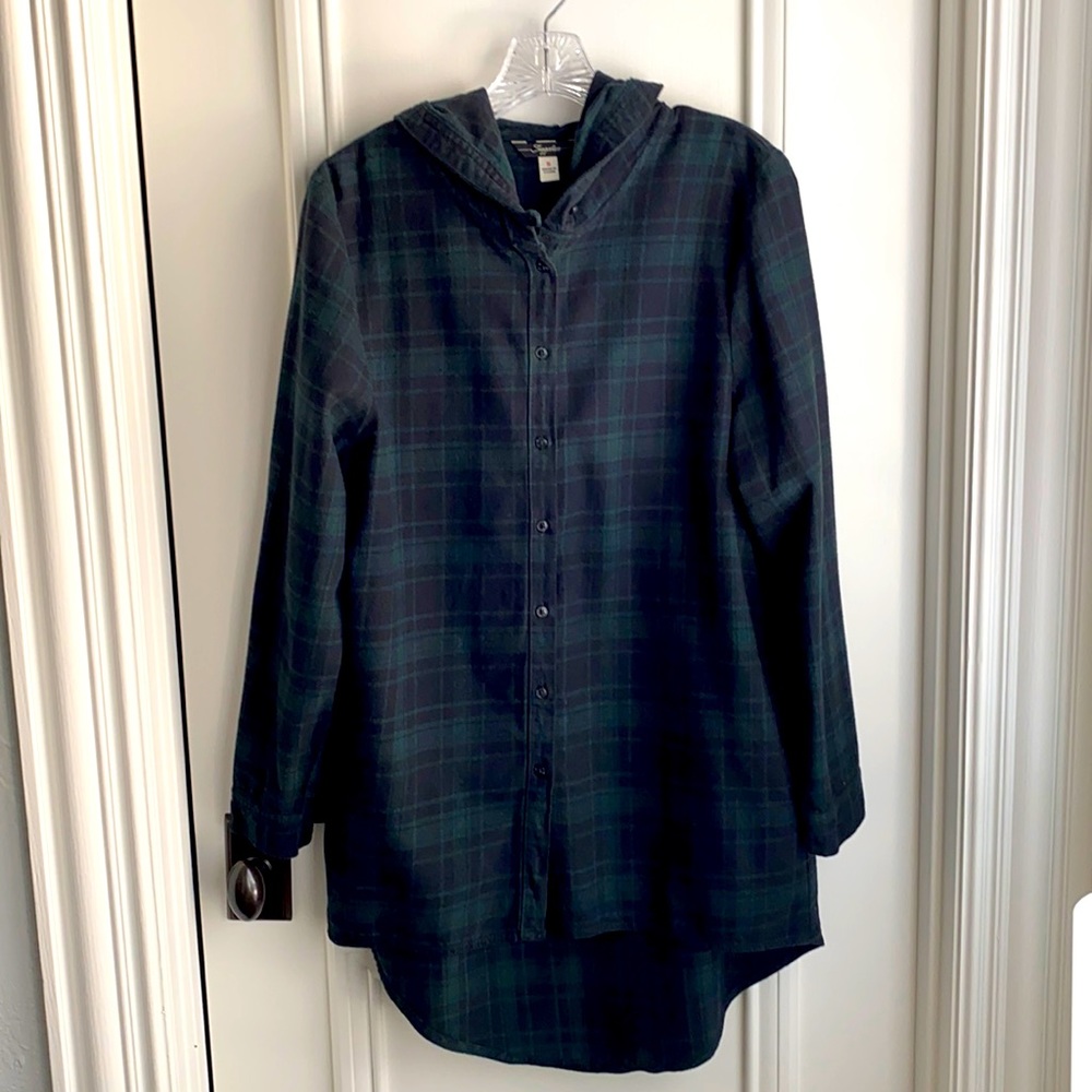 Button Front Schacket with Hood